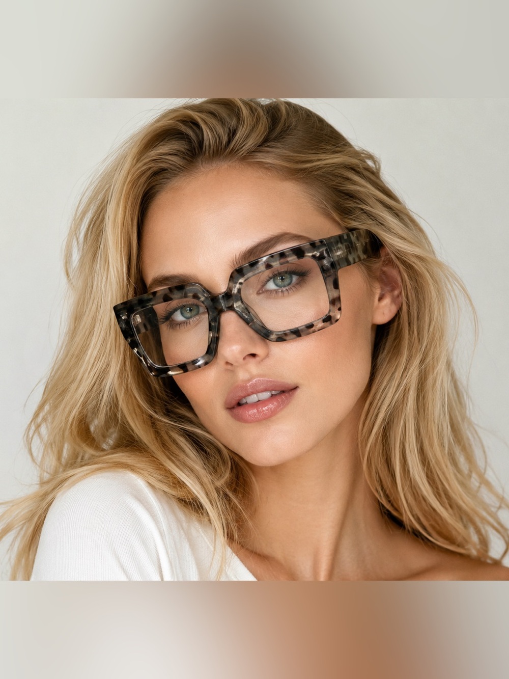Tortoiseshell Square Animal print blue light  Women's Glasses - Neutral Tortoise